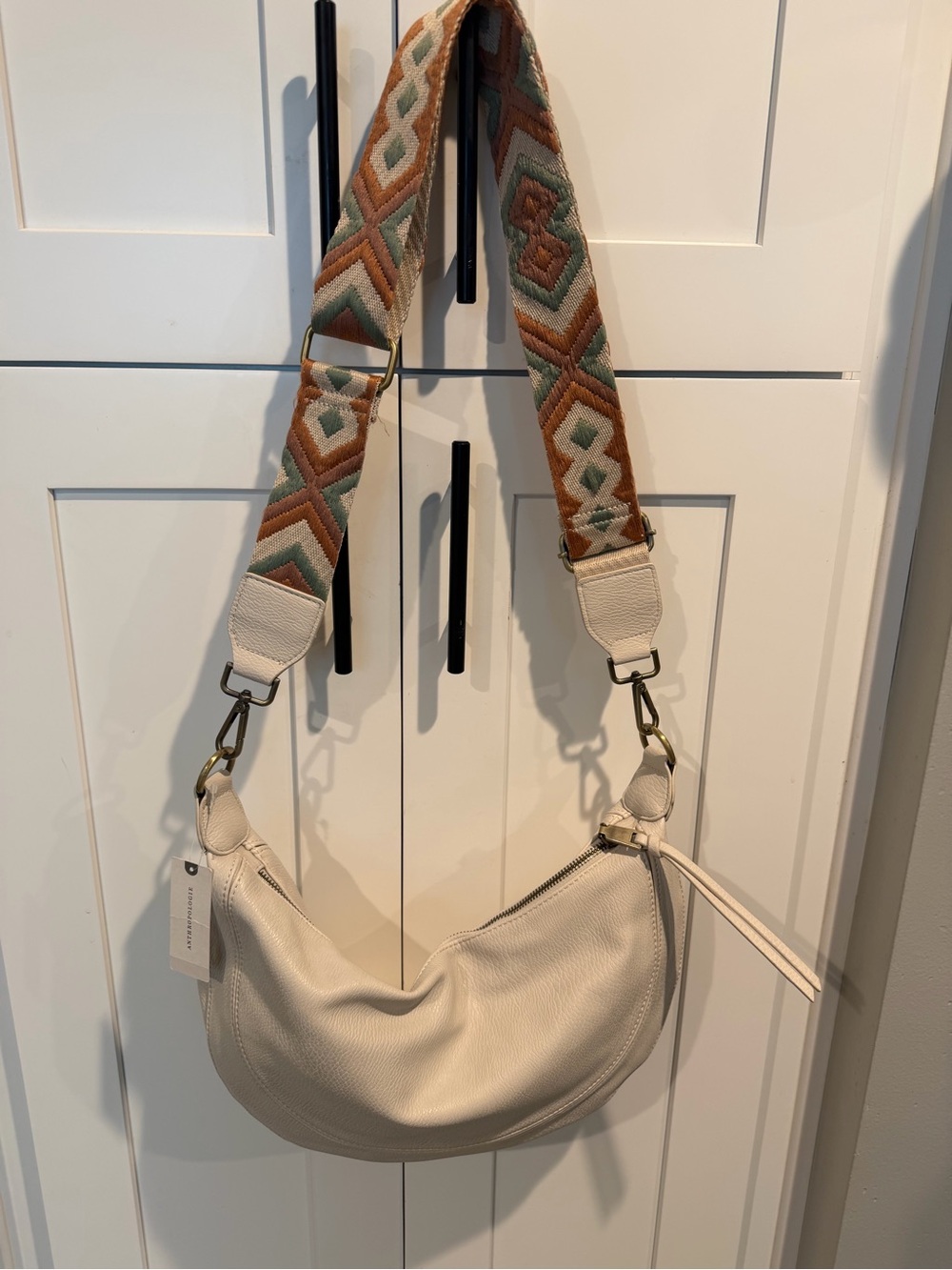 Anthropologie Woven Strap Crescent Shoulder Bag in Vegan Leather